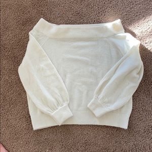 Off The Shoulder White Sweater